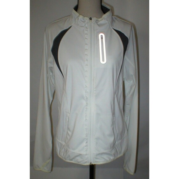 New NWT $98 Athleta Prevail 2 Jacket XL Womens White Gray Thumbholes Reflective - Picture 1 of 12
